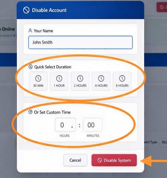 Disable Account Options